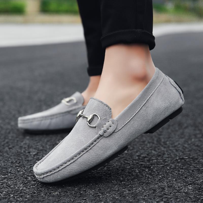 Fashion Mens Casual Loafers Comfortable Genuine Leather Suede Casual Shoes Men Sneakers New Summer Male Walking Loafers Big Size 38-47