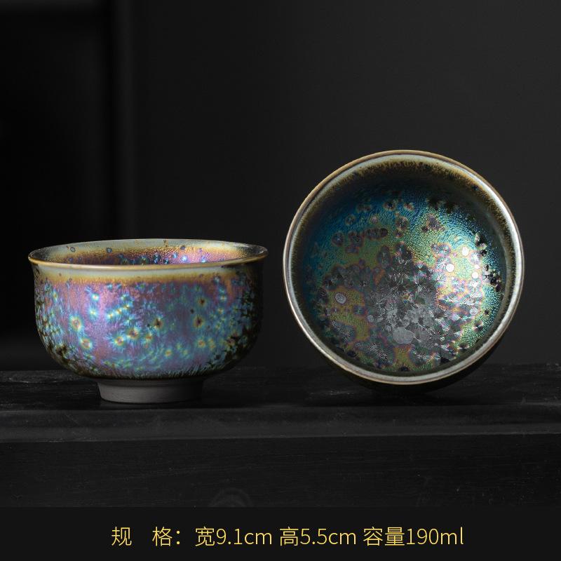Colorful Kiln Mutated Shape Gilded Jian Zhan Cup Ceramic Kung Fu Tea Cup Tenmoku Glaze Single Cup Master Cup Tea Bowl Tasting Cu