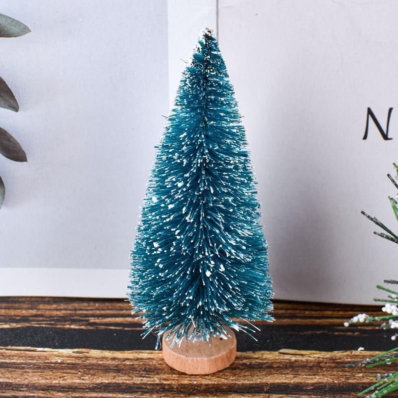 Mini Christmas Tree Ornament With Snow Frosted Design Cute Figurines For Tabletop Holiday Party Decor
