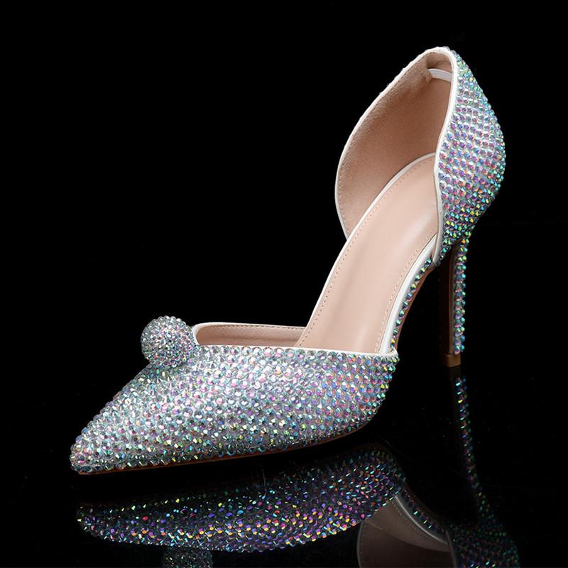 

Fashion Luxury Handmade All Rhinestones Women Pumps Runway style Spring Summer Fashion Wedding Thin High Heels Lady Party Banquet Shoes 43