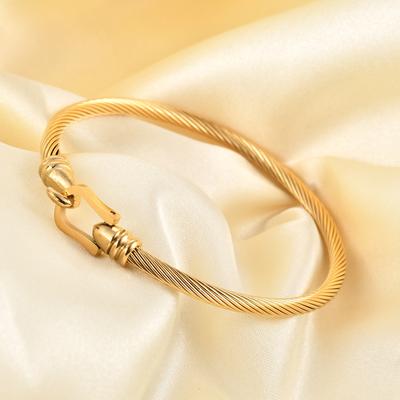 Bracciale Lucchetto a Ferro di Cavallo Acciaio al Titanio 316l Moda Bracciale da Donna Retro Semplice Cavo