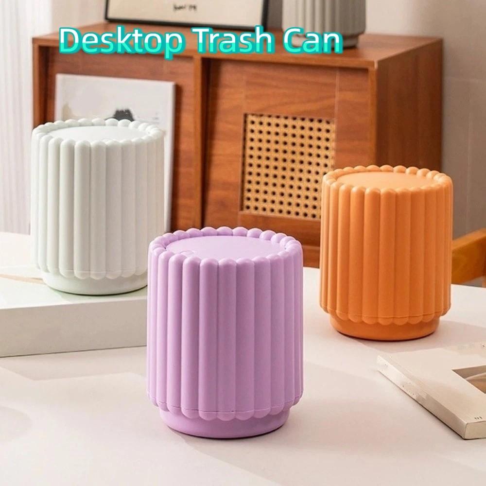 Durable Press Open Lid Desktop Trash Can Sunflower Shape Large Opening Garbage Bin Non-slip Plastic Waste Bin Home