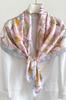 Women' Scarf 90X90 "Rose Garden" - Pastel Scarf with Floral Pattern, Imitation Silk