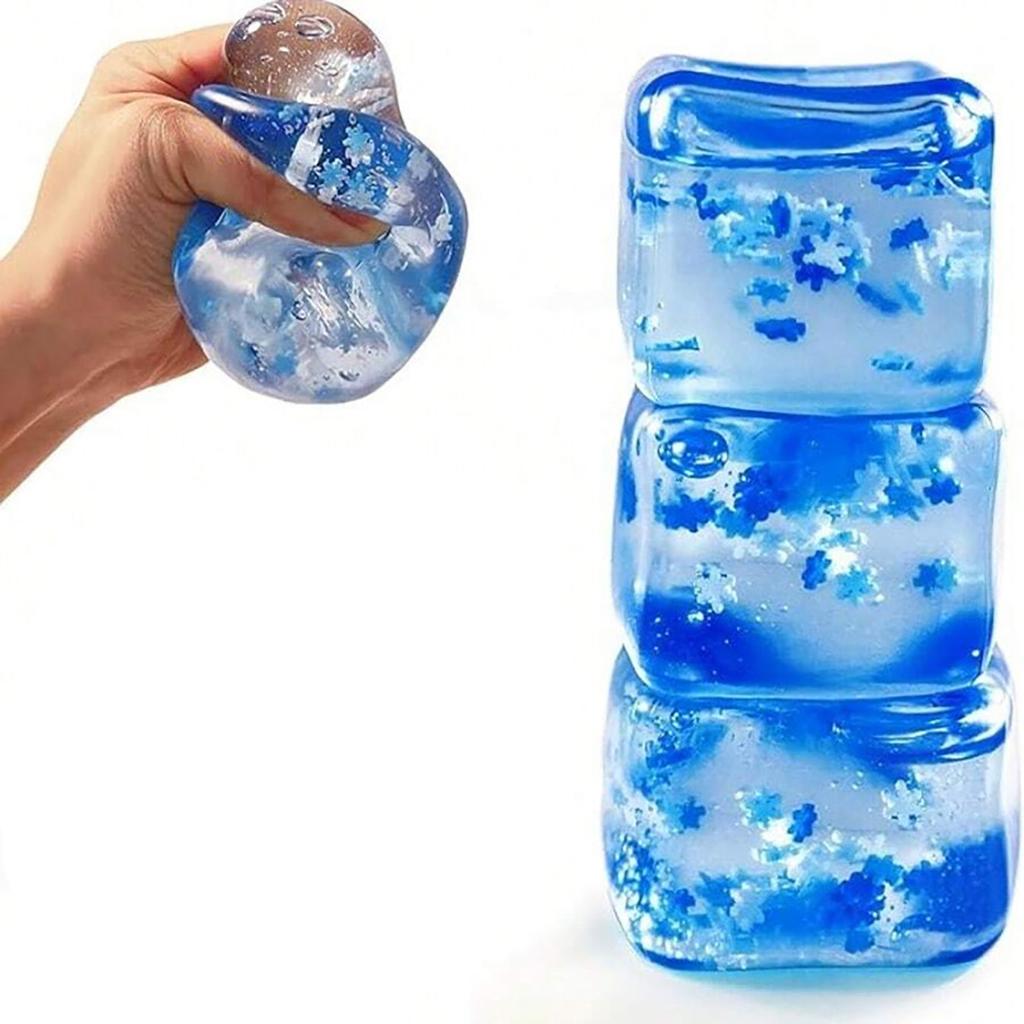 Snowflake Ice Cube Maltose Squishy Toy, Slow Rebound Stress Relief Pinch Music Tool for Kids and Adults