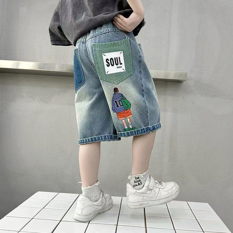 Kids' Cool Summer Denim Shorts 2026 - Mid and Big Boys' Stylish Seven-Point Length
