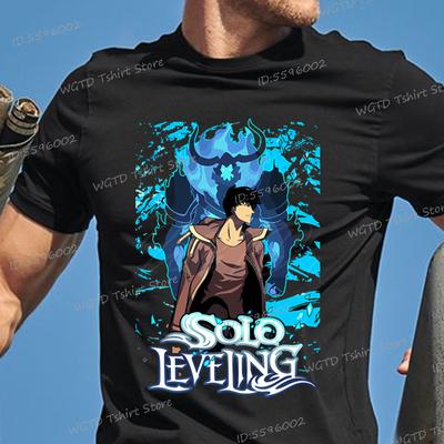 Solo Leveling Anime T-Shirt Sung Jinwoo Neuer Manga Schwarzes Shirt S-4XL Lustige Grafik Solo Leveling T-Shirt Vintage Herren Damen T-Shirt