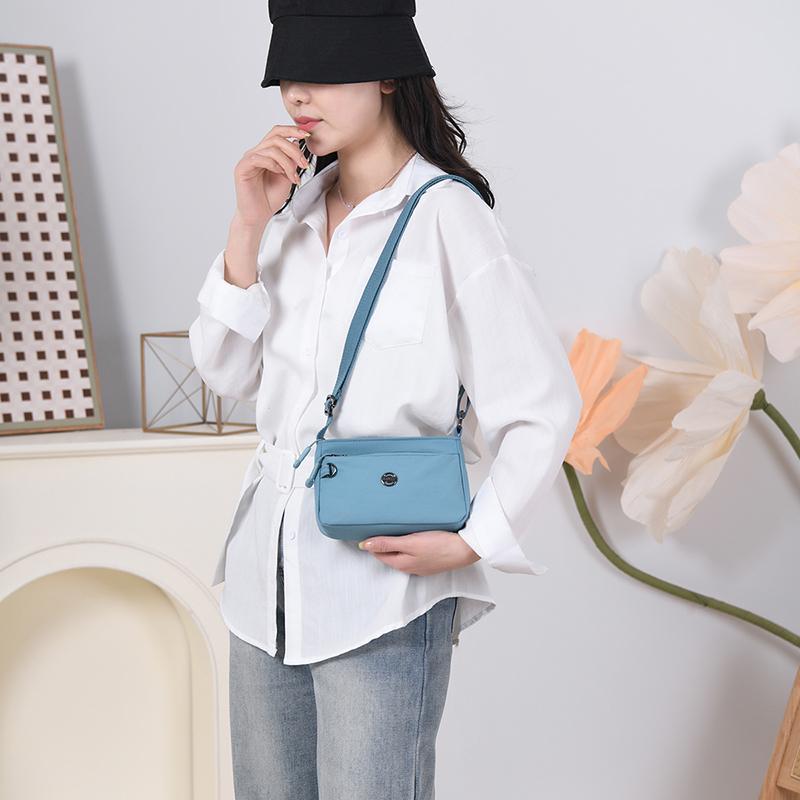 Small Square Bag Women's Lightweight Nylon Multi-Layer Shoulder Crossbody Bag