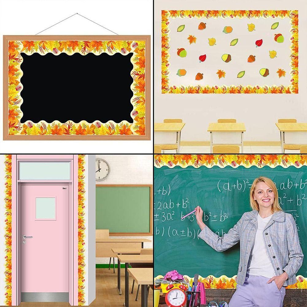 Colorful Bow Border Decorative Sticker Flower DIY Poster Border Stickers Self-Adhesive Black Board Decorative Stickers