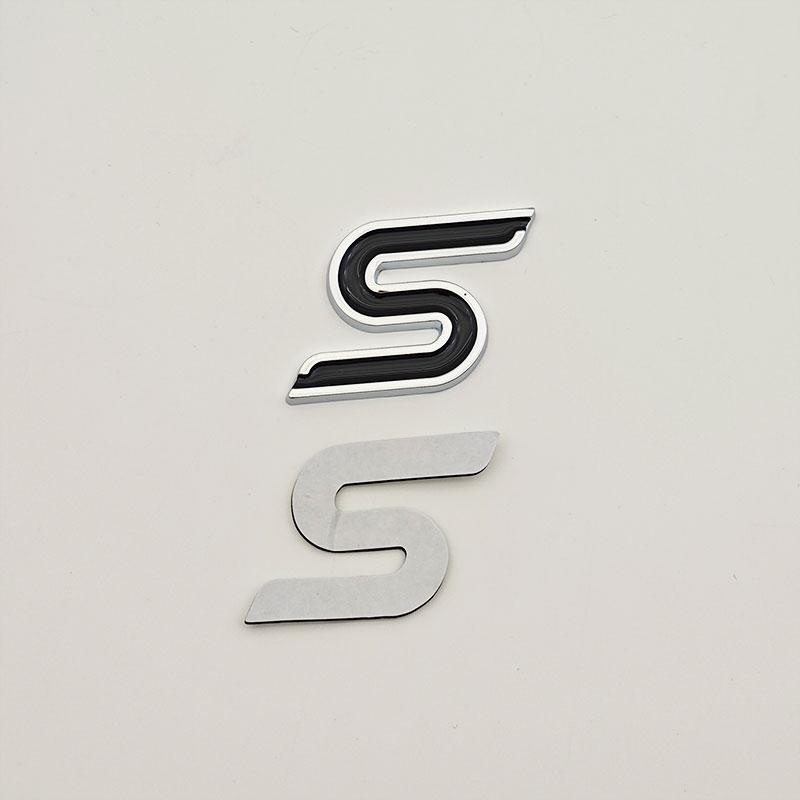 AJG1 3D Metal Letter S Logo Car Front Grille Emblem Badge Rear Trunk Stickers Decal For Ford Focus Fiesta Escape Ecosport Kuga Mondeo