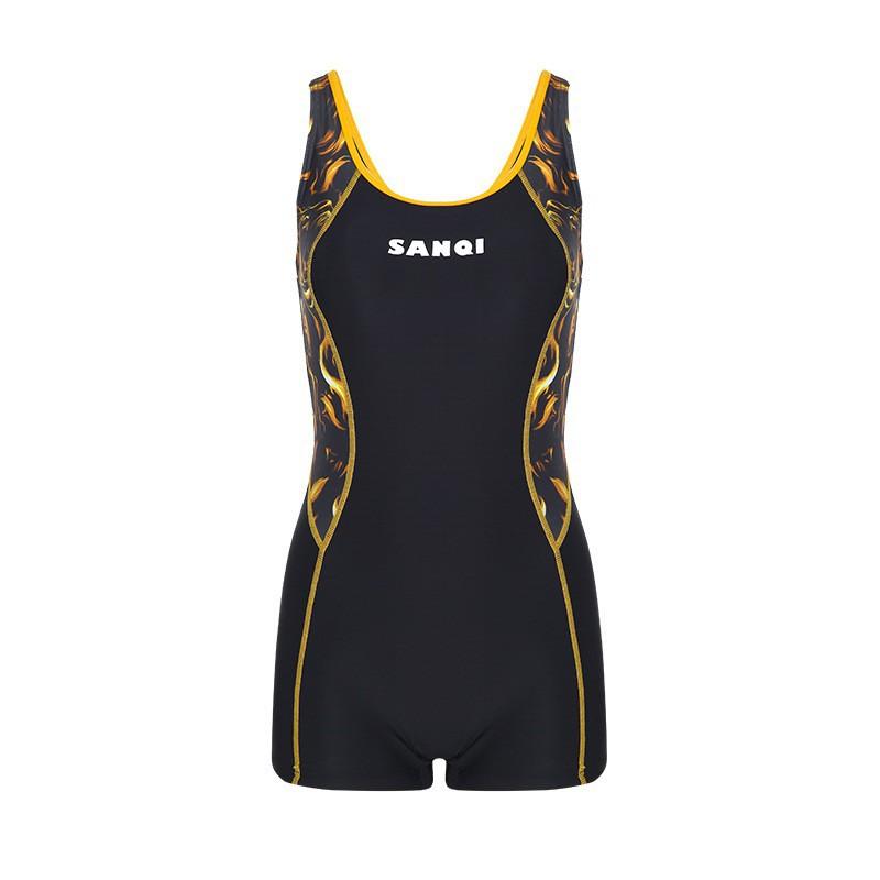 Sports Swimsuit Women's One-piece Boxer Belly Cover Slimming Swimming Pool Hot Large-size Racing Suit