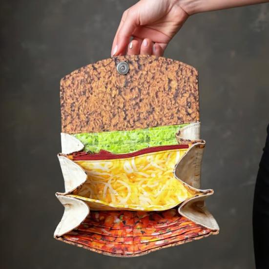 Fun Burrito Wallet Faux Leather Coin Purse Travel Card Holder Novelty Food Shape Wallet Portable Card Organizer Gift for Tortilla Lovers