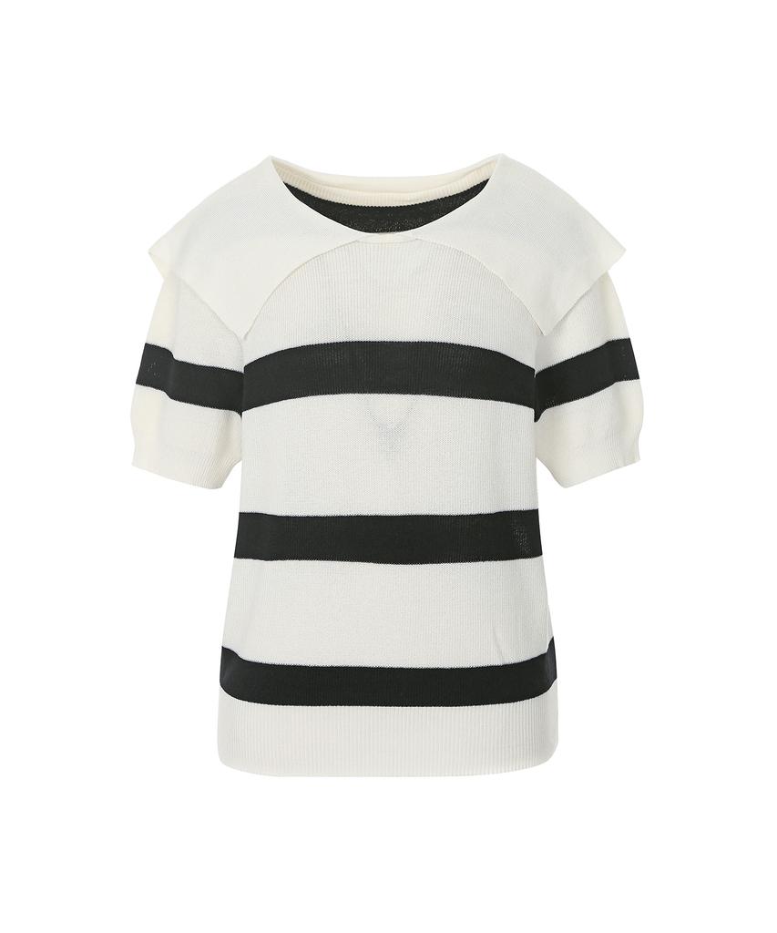 SOUP Sailor Collar Neck Striped Half Knit (Sb5Skf2)
