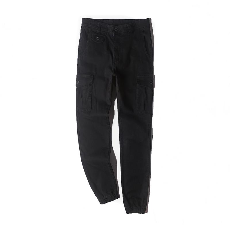 

Men s Pants Elastic Foot Close Skinny Pants Tactical Military Men s Cargo Pants Multi-pocket Overalls 38 чорний