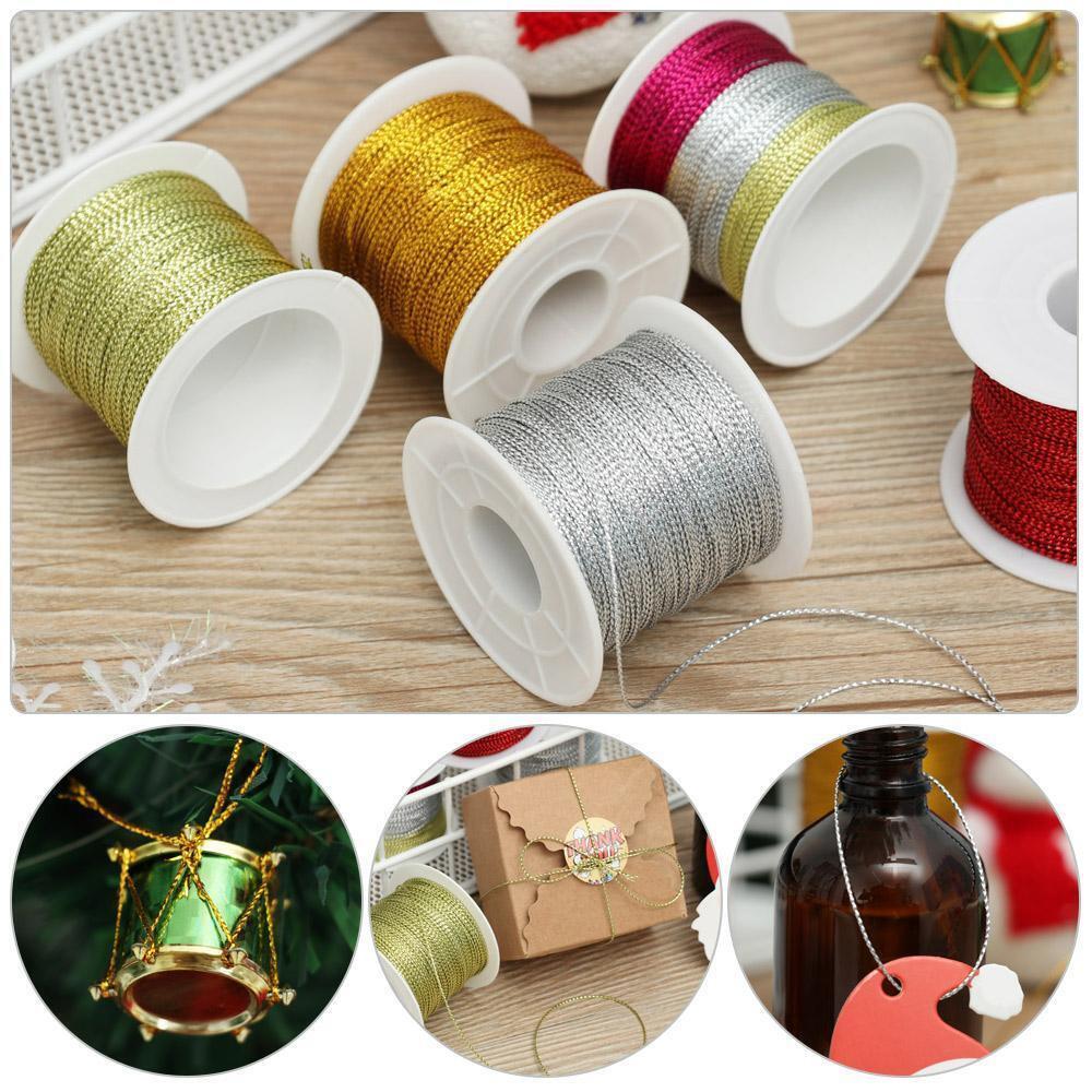 Meters Gold Silver Red Tag Line Bracelet Making Tying Rope Metallic Cord Packaging Thread Christmas Strap Ribbon Tinsel String