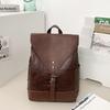 Schoolbag backpack for women's new 1011 college students retro versatile PU leather texture backpack for men's class going out commuting schoolbag