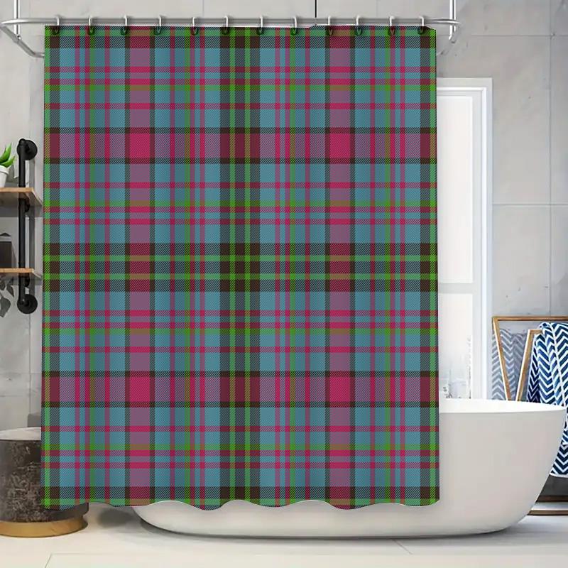 

Classic Plaid Shower Curtain Blue, Pink Green Decorate Your Bathroom With Style! W60H190(CM)-1 Pcs