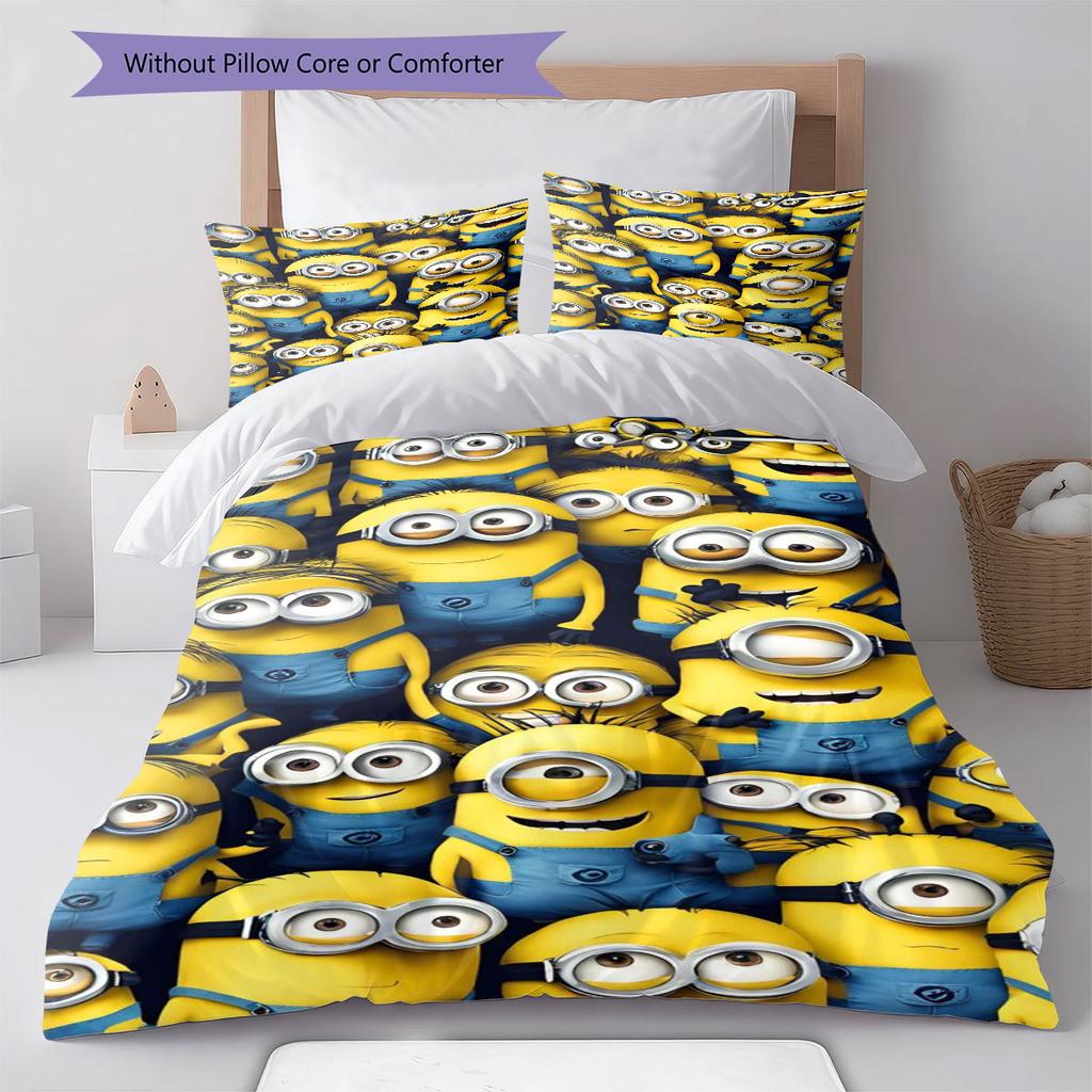 Minions Themed Printed Bedding 3PCS Cute Cartoon Suit For Children Boys Teens Bedroom Home Decoration