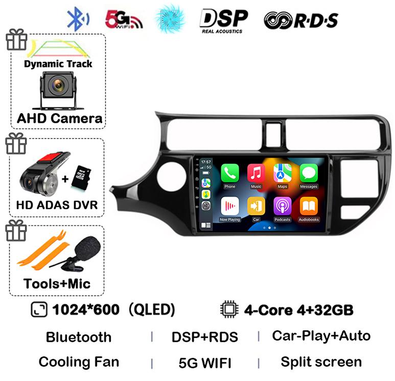 Android 14 Auto Carplay Radio WIFI+4G For Kia RIO 4 K3 2011 2012 2013 2014 2015 2016 2017 Car Multimedia Video Player GPS Stereo