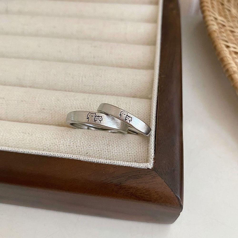 Friendship Rings Set Wedding Cat Finger Ring Kroean Ring Couple Open Rings Romantic Silver Jewlery