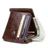 Black Angel Retro Crazy Horse Leather Tri-Fold Men's Wallet - Horizontal Design