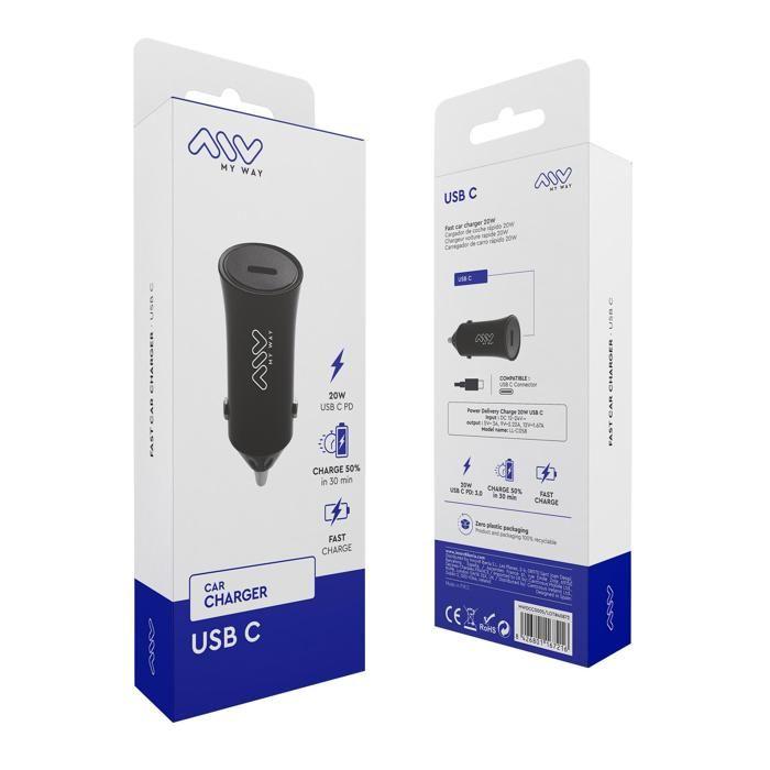 Car Charger - MYWAY - LL-T219 PD 20W - Black - Fast Charging - Universal