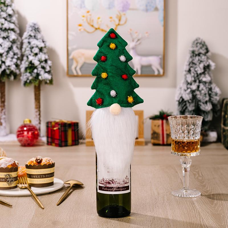 Santa Whimsical Hat And Antlers Wine Bottle Cover For Charming Festivities Christmas