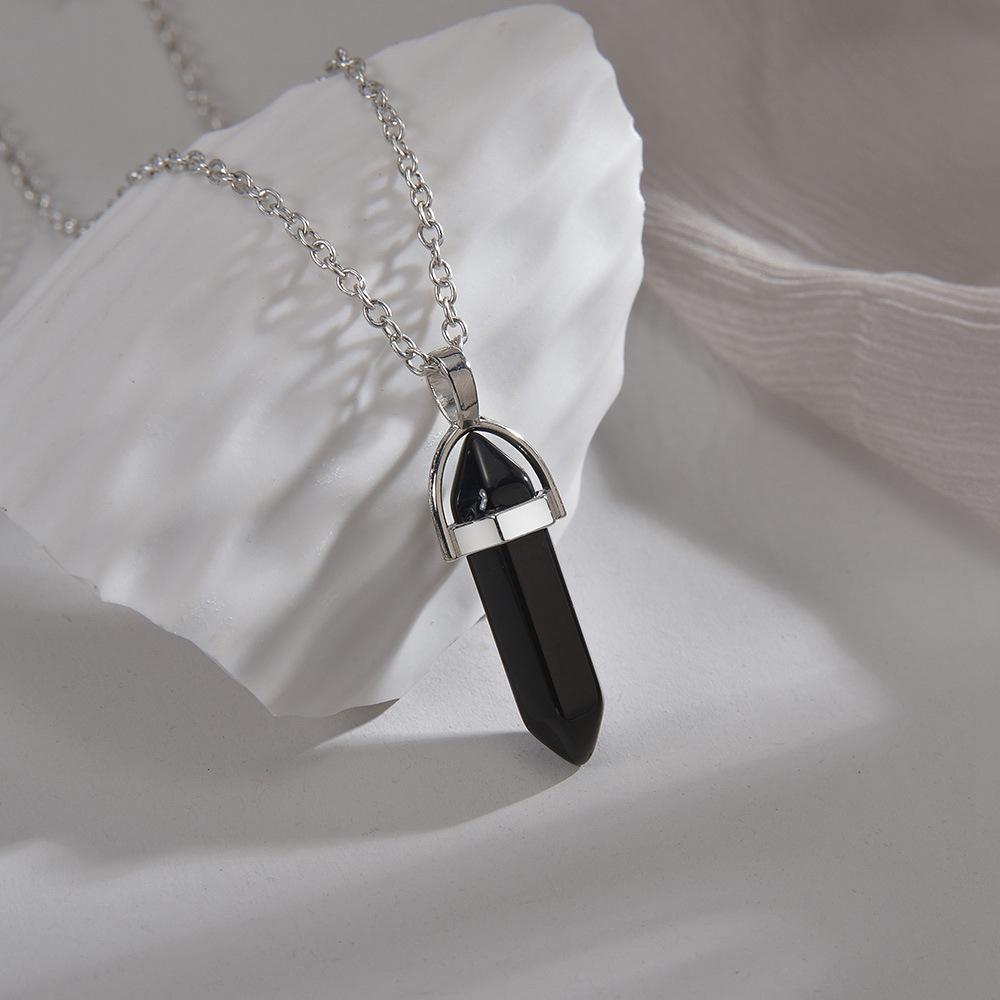 1 buc Piatră Naturală Luminoasă Cristal de Cuarț Opal Agate Coloană Hexagonală Pendul Lanțuri de Piele Coliere Farmecuri la Modă Pandantiv
