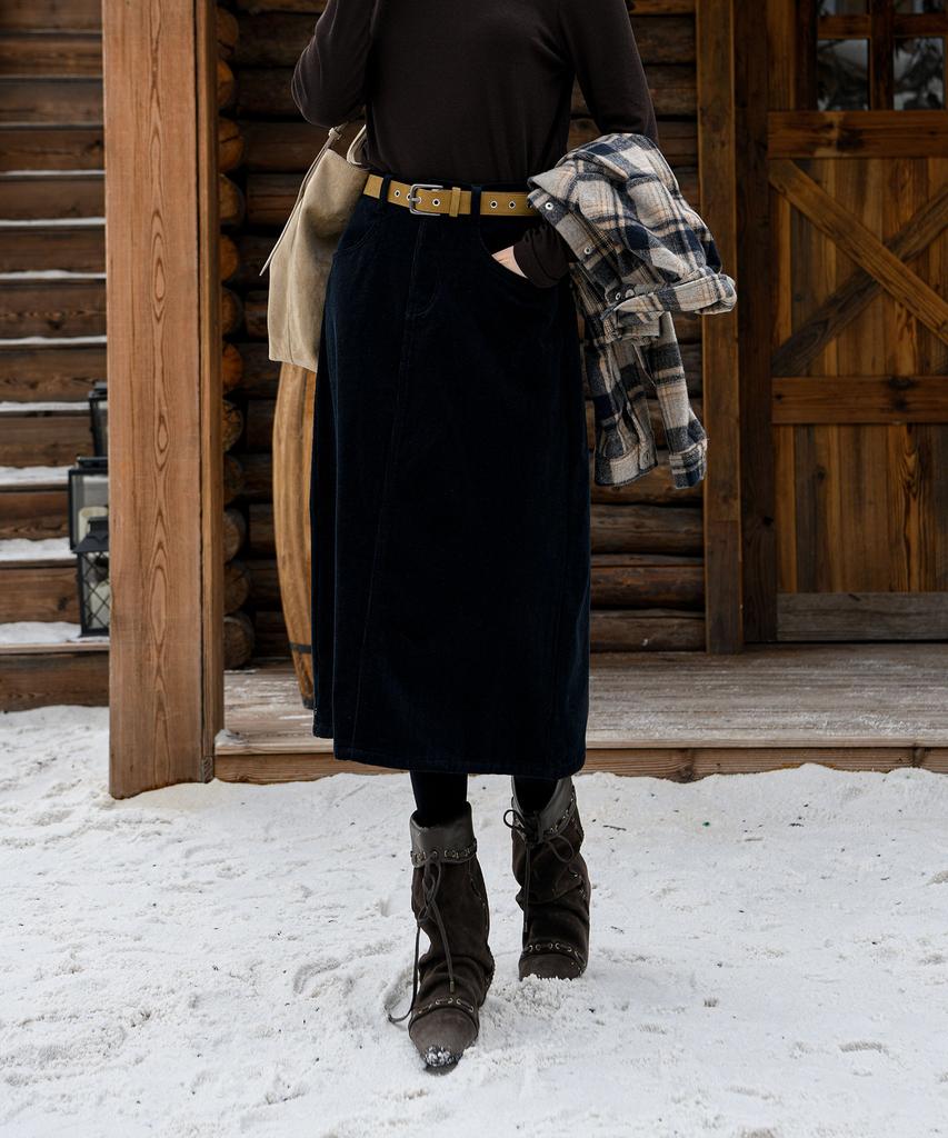 Pigment Heat-Combined Waistband Skirt (Ccsk241242)