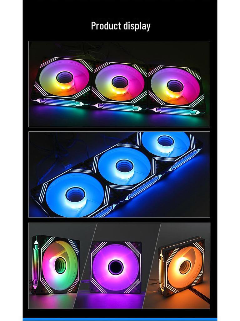 14cm Hydraulic Bearing Chassis Fan with RGB Sync, Shockproof Feet, and Silent Operation for PC Cases.