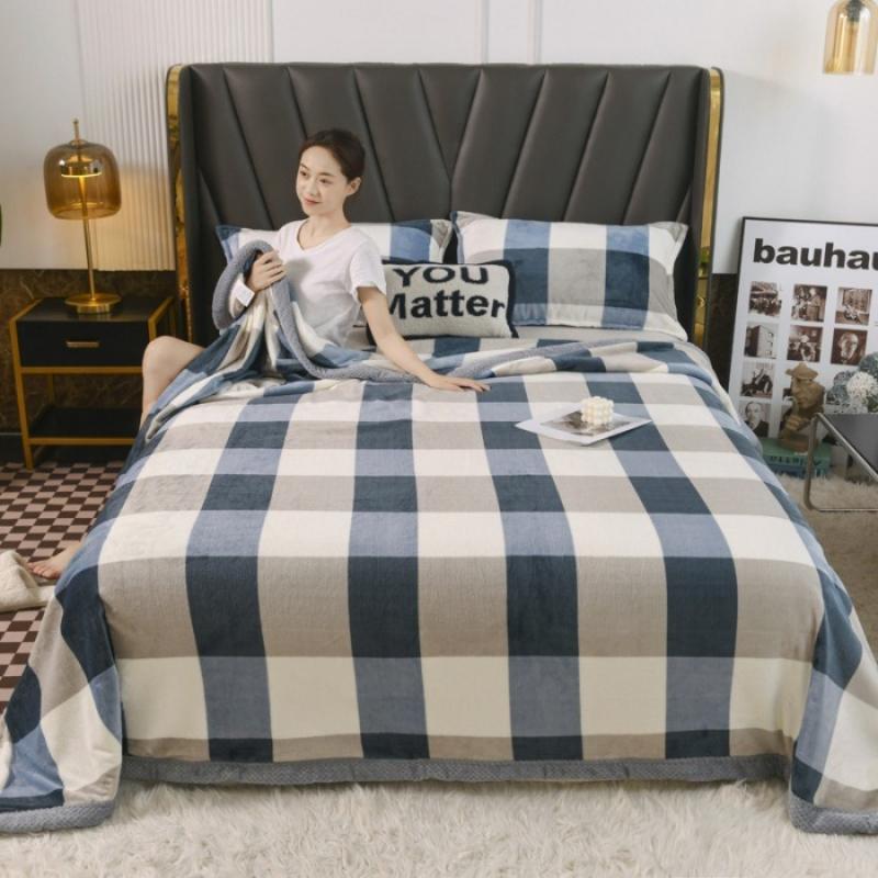 Double Layer Plush Four Season Universal Blanket Large Size Double Thin Quilt Single Sofa Blanket Outward Travel Blankets Solid Color Bed Sheet 1pcs