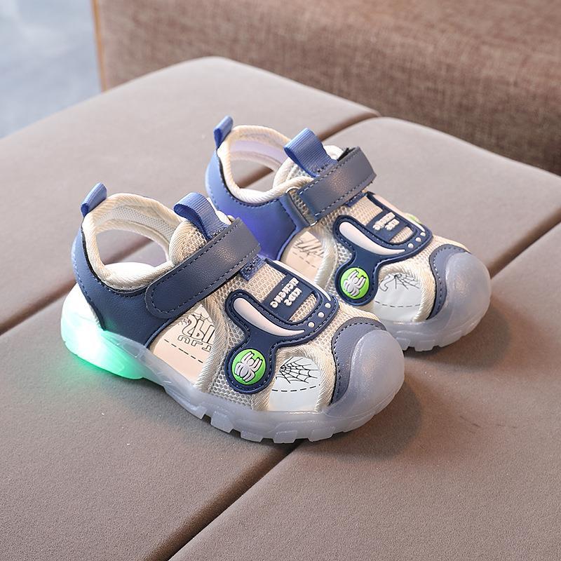 

Детские сетчатые спортивные сандалии на весну/лето 2025 года - Пляжная обувь с мягкой подошвой и круглым носком для мальчиков и девочек Size 22, Inner length 14 cm