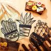 3-Piece Cactus Metal Wall Art Set - Natural Theme, Modern Black Metal Wall Decor