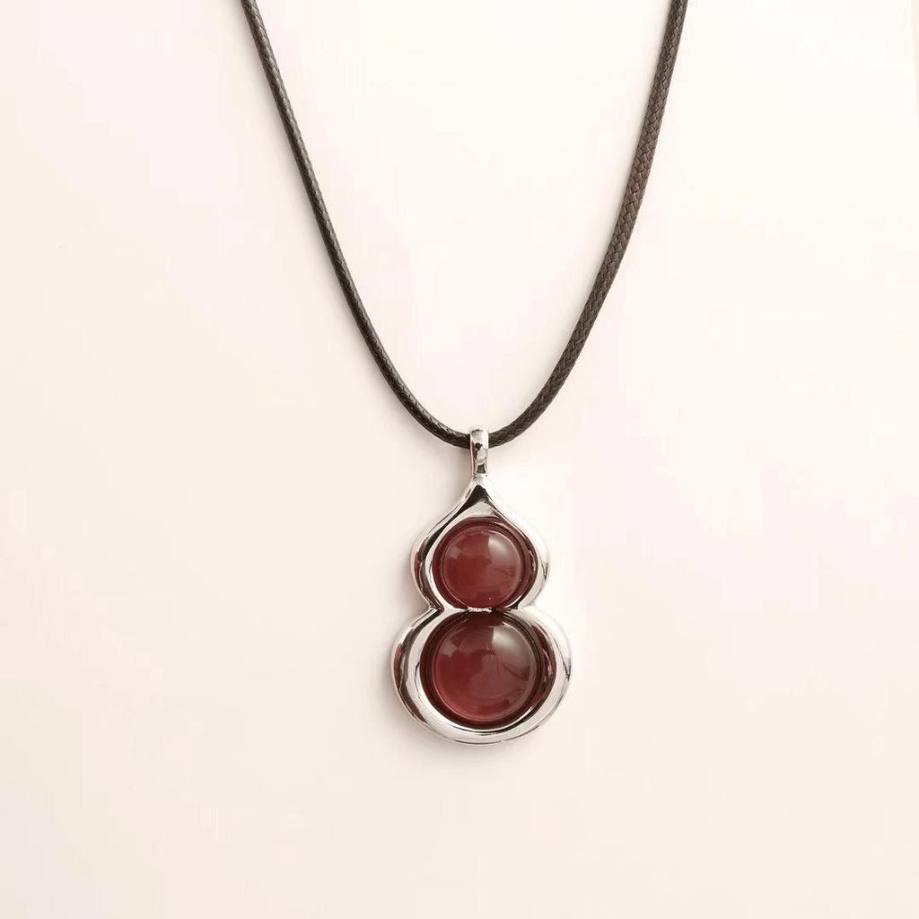 Necklace Female Douyin New Red Stone Gourd Pendant Simple Light Luxury Versatile High-end Sweater Chain Jewelry Male