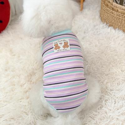 Baumwoll-Rippstrick Hundeweste für kleine Rassen Sommer Ärmellos Gestreiftes Welpenhemd Weiche Atmungsaktive Haustierkleidung