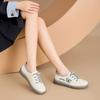 GKTINOO Women Sneakers 2025 Spring New Genuine Leather Loafers Women Casual Soft Soled Lace-up Women's White Shoes Large Size