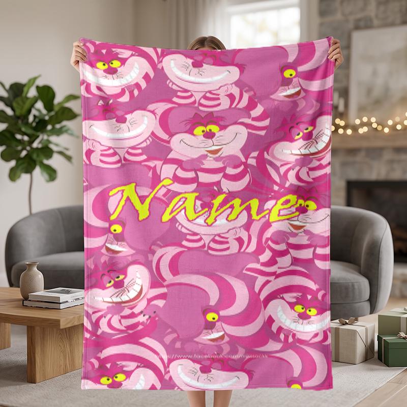 Cheshire Cat Custom Flannel Blankets Soft Warm Cozy Throws for Home Decor Holiday Gifts