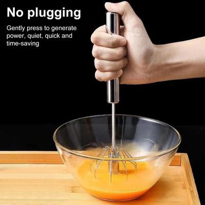 Frusta per uova semiautomatica Yousheng in acciaio inossidabile, frusta a spinta manuale, frusta per montare il latte, frusta per mescolare e sbattere rapidamente.