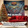 Benutzerdefinierter Name Personalisierte Barcelona FC Fußball Druck Wandteppich, Wandkunst Dekor, Schlafzimmer, Wohnheim, Wohnung, Wohnzimmer, Party-Hintergrund, Geschenk zum Geburtstag