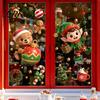 Reusable Cartoon Elf Bear Stickers 2PCS Christmas Window Static Sticker, Cute Elves And Bears Electrostatic Glass Decals for Holidays Print,