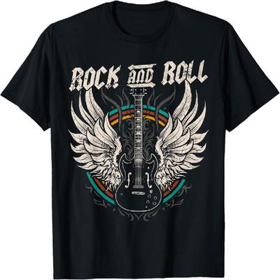 Rock and Roll Guitar Vintage ROCK Music T-Shirt(1)