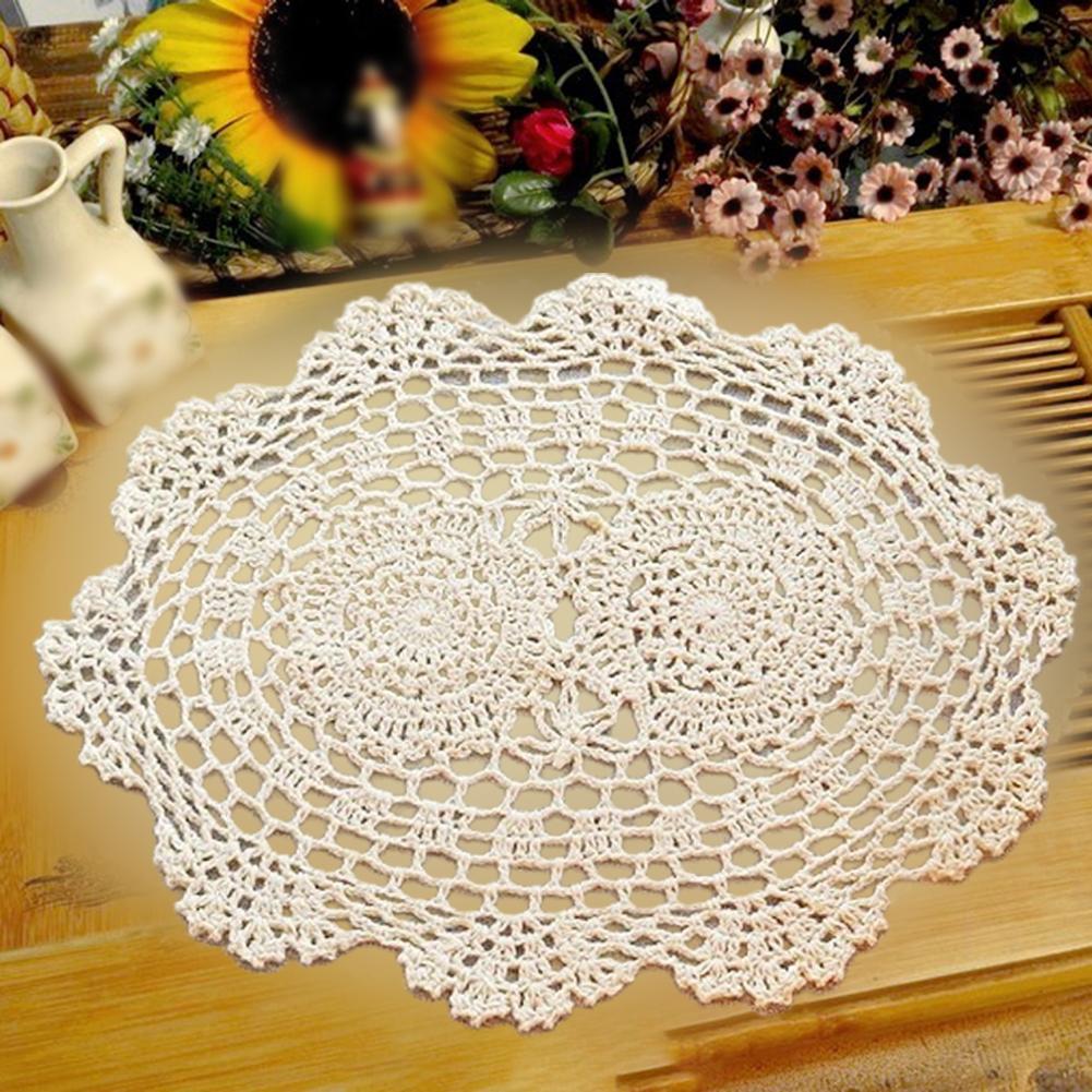 Table Mat 2022 Beige/White Cotton Lace Doilies Floral Lace Doilies Floral