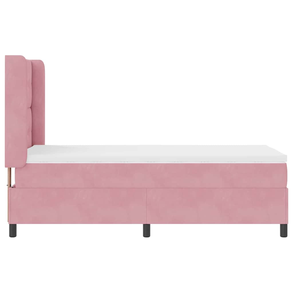 Box Spring Bed with Mattress and Headboard Pink 80 x 200 cm Velvet