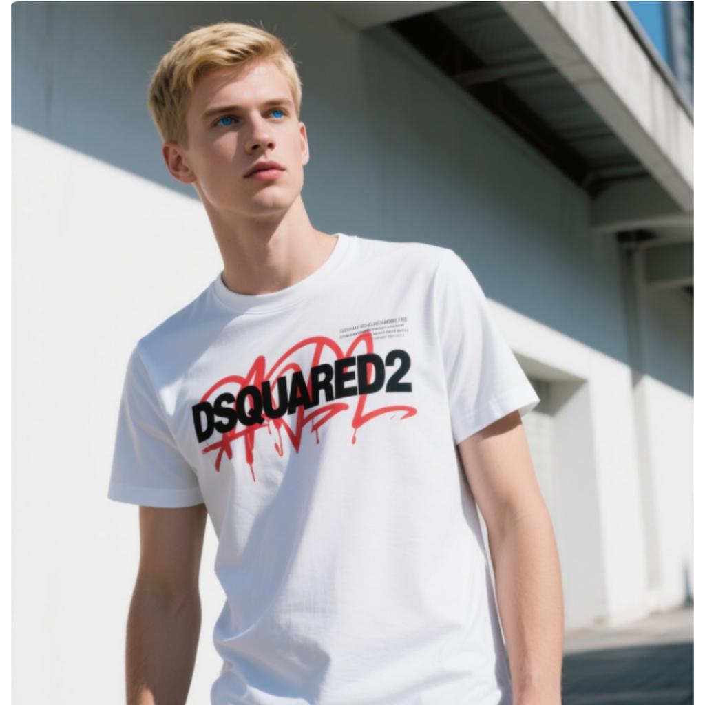 Trend DSQ Quadratic Summer Micro Loose Men's T-Shirt D2 European and American Personality Trend Autumn Top Student Bottom Shirt