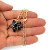 Hand-Wound Gold Natural Crystal Agate Pentagram Tiger Stone Star Necklace N583
