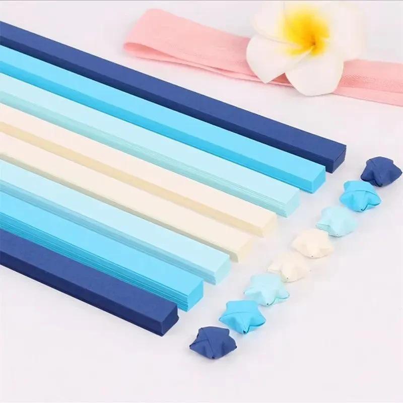 Gradient Color Origami Star Strips for Children - Handmade Paper Pentagram for Lucky Star Bottle