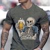 Cheering Skeleton Beer Print Men T-shirt Creative Skull and Beers Graphic Classic Tops Beer Lover Gifts Funny Summer T-shirt Men