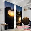2pcs 2D Flat Printing Curtain Faith Hope Love God Fabric Without Electricity Festive Curtains for Festive Portraits and Party