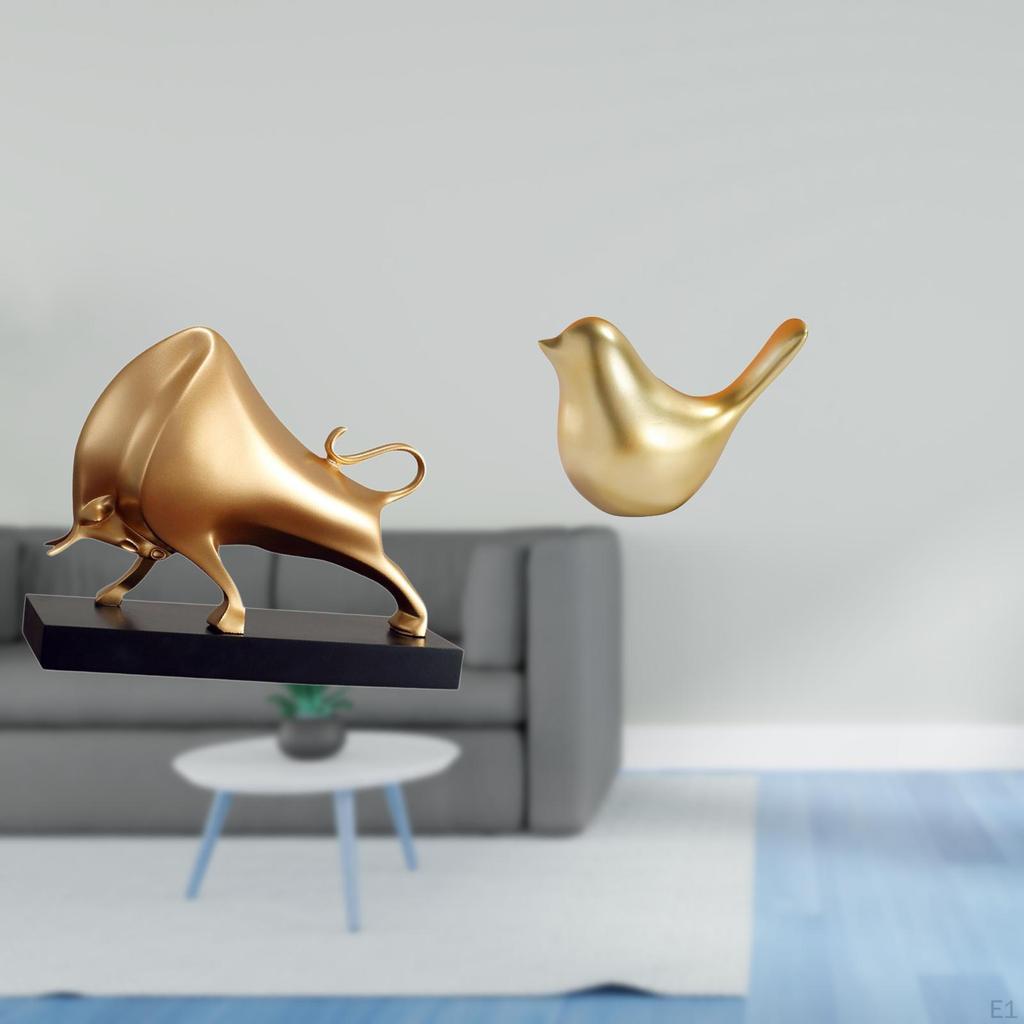Abstract Bird Sculpture Statue for Home Decor Tabletop Ornament Unique Cattle Figurine Living