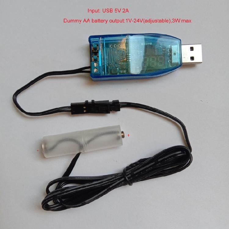 AA Dummy Battery Power Supply Cable with Voltmeter Replace 1-8pcs AA Batteries