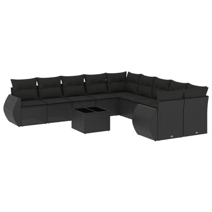 VidaXL Garden Lounge Set with Cushions 11 Pcs, Patio Sofas, Patio Furniture Set, Outdoor Furniture, Black 3254252